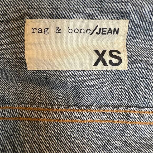 rag & bone Bradford Denim Jacket Knit Sleeve Hooded in Blue Denim Women's XS - Picture 8 of 10